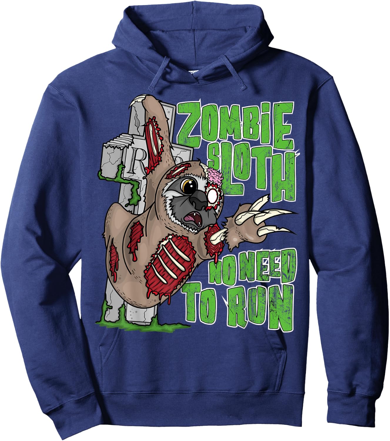 Zombie Sloth No Need To Run Funny Pun Halloween Outfit Gifts Hoodie - Hoodie | Navy