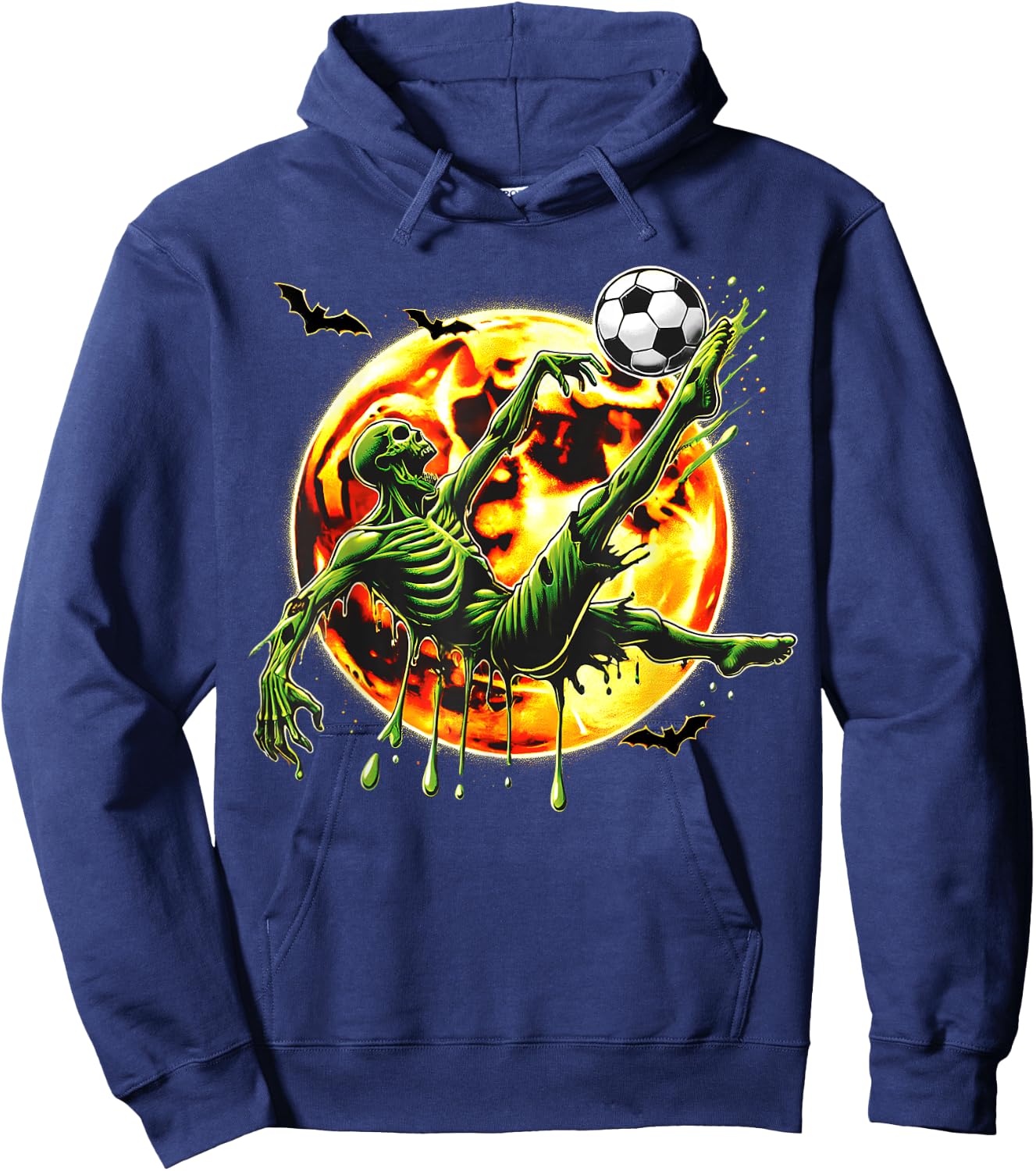 Spooky Zombie Playing Soccer, Halloween Costume Boys Girls Hoodie - Hoodie | Navy