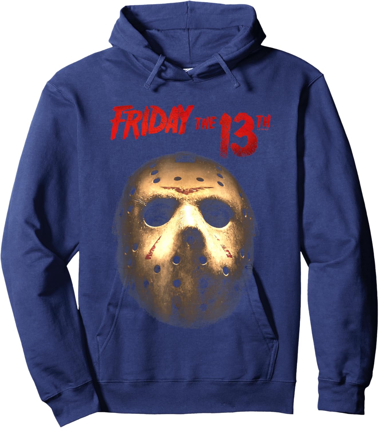 Friday The 13th Jason Voorhees Hockey Mask Distressed Hoodie - Hoodie | Navy