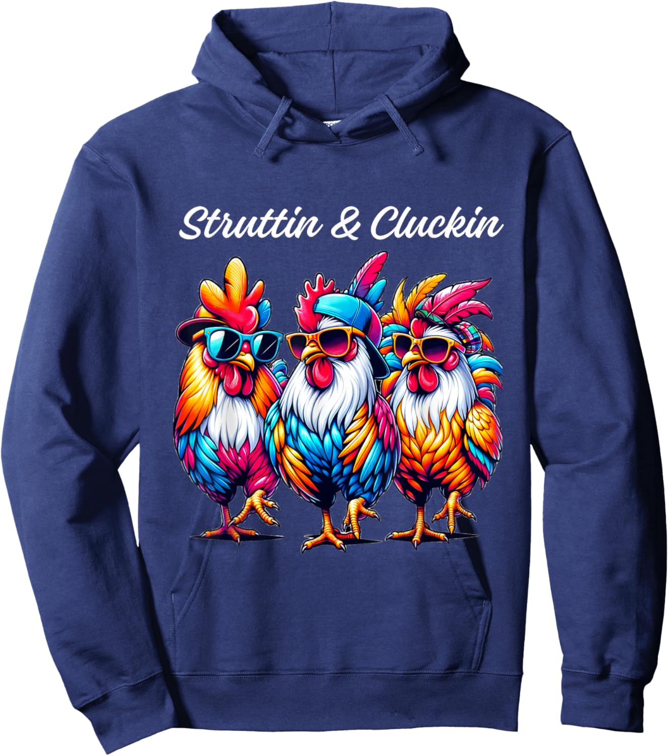 Struttin' & Cluckin' Rooster Parade for Chicken Fans Hoodie - Hoodie | Navy