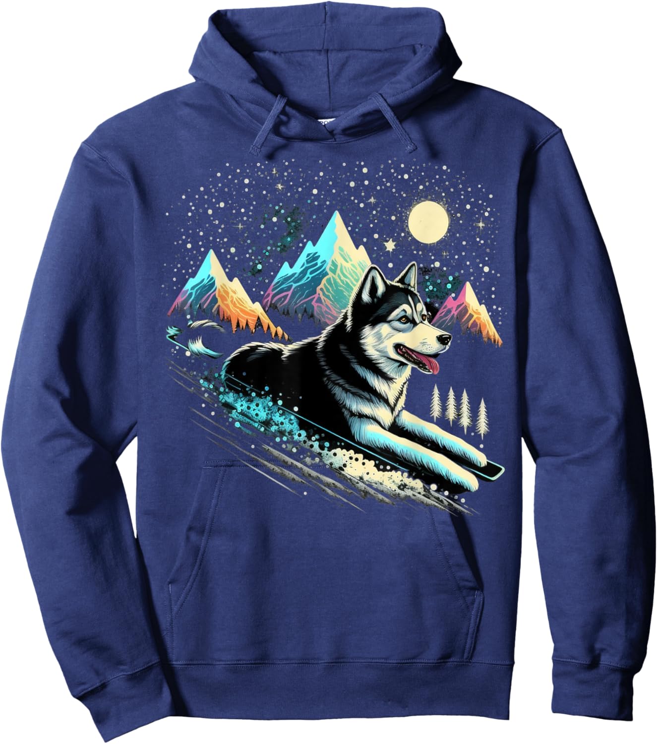 Siberian Husky Lover Apparel for Husky Owner - Cute Siberian Husky Dog - Adult & Kids - Black - Short Sleeve - - Regular Fit - Cotton 60%, Polyester 40% Hoodie - Hoodie | Navy