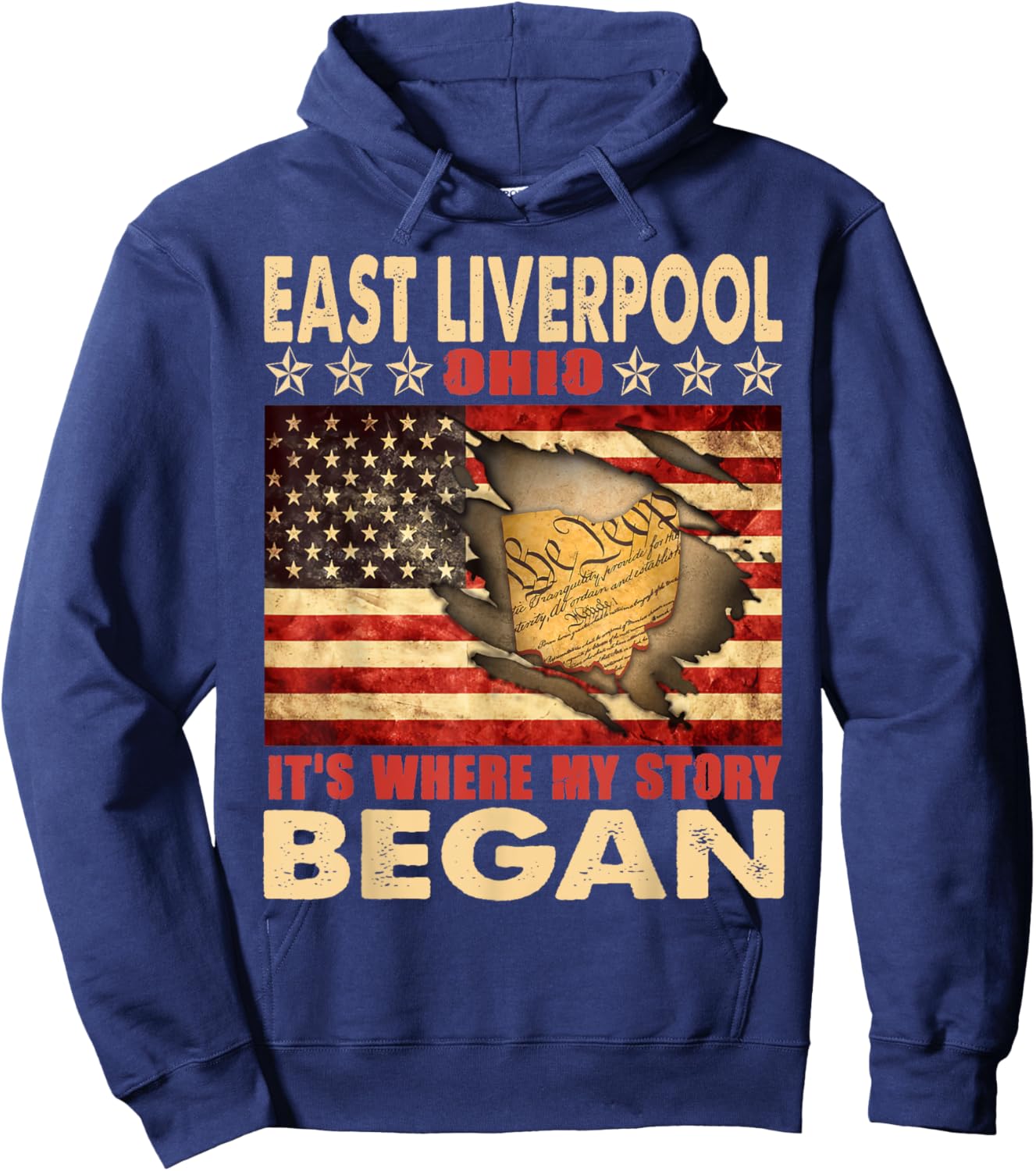 East Liverpool Ohio USA Flag 4th Of July Women Men Hoodie - Hoodie | Navy