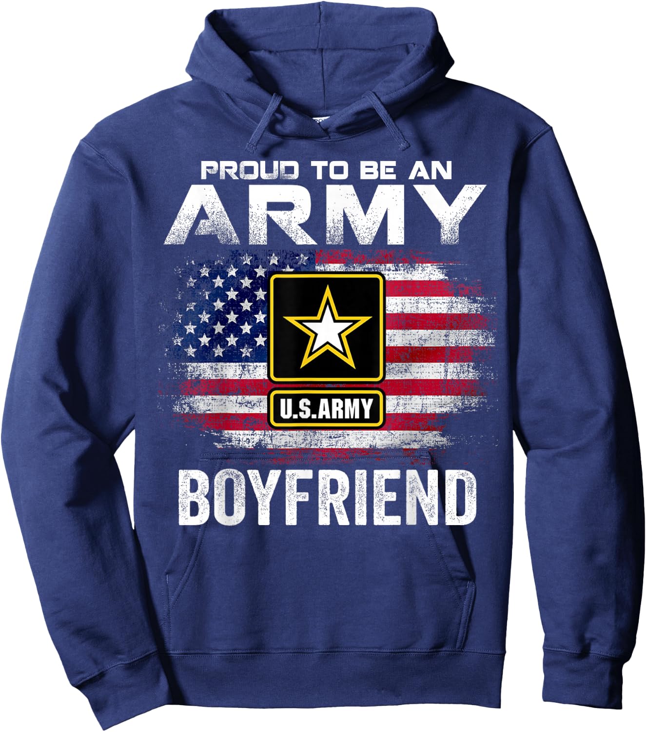 Proud To Be An Army Boyfriend With American Flag Gift Hoodie - Hoodie | Navy