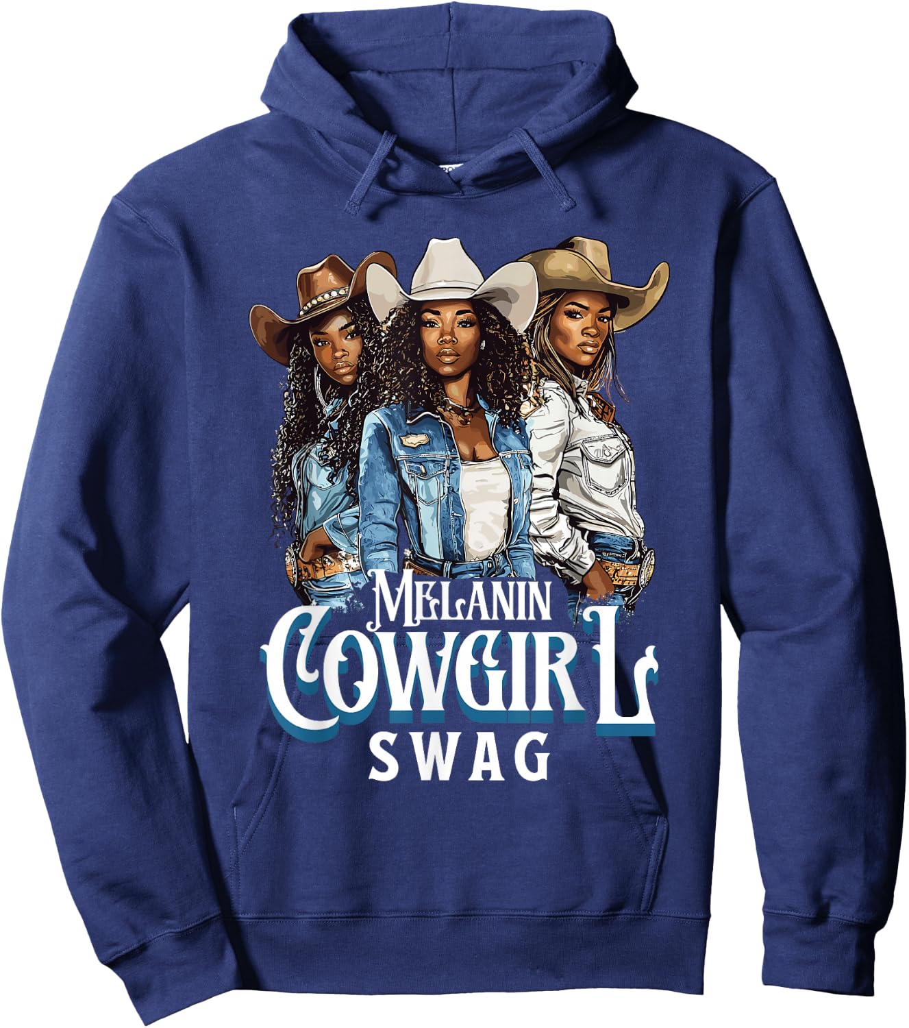 Melanin Cowgirl Swag African American History Western Rodeo Hoodie - Hoodie | Navy