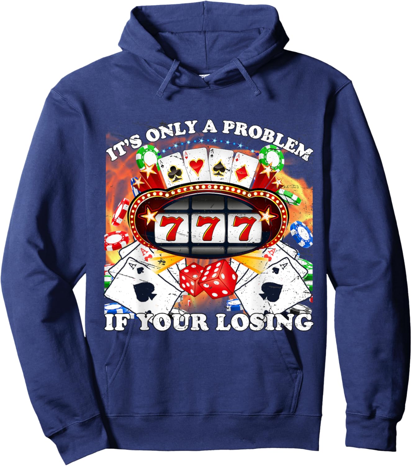 I Heart Gambling Funny Casino Gambling Meme Hoodie - Hoodie | Navy