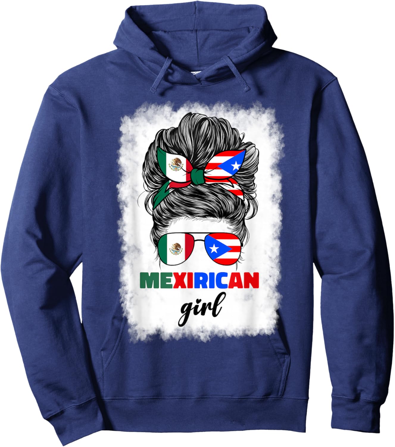 Mexirican Girl Mix Half Mexican and Puerto Rican Rico Flag Hoodie - Hoodie | Navy