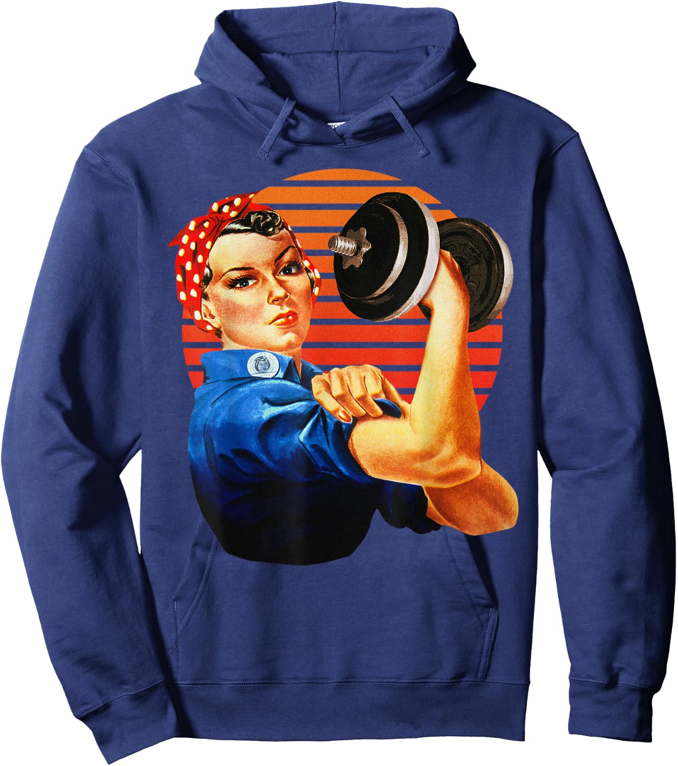 We Can Do It Rosie the Riveter Fun Fitness Workout Lifting Hoodie - Hoodie | Navy