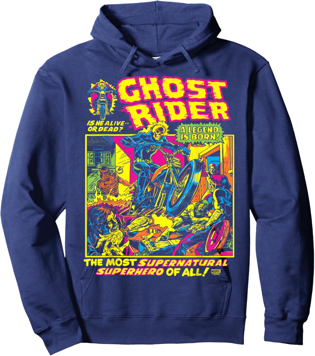 Ghost Rider - Black Light Hoodie - Hoodie | Navy