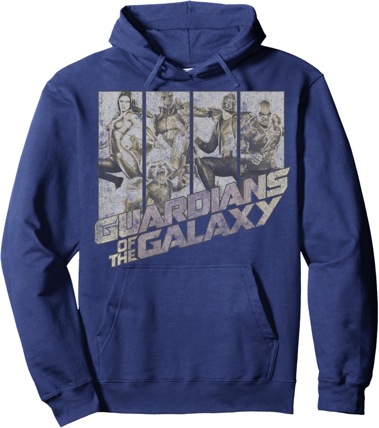 Marvel Guardians of The Galaxy Group Shot Distressed Panels Hoodie - Hoodie | Navy