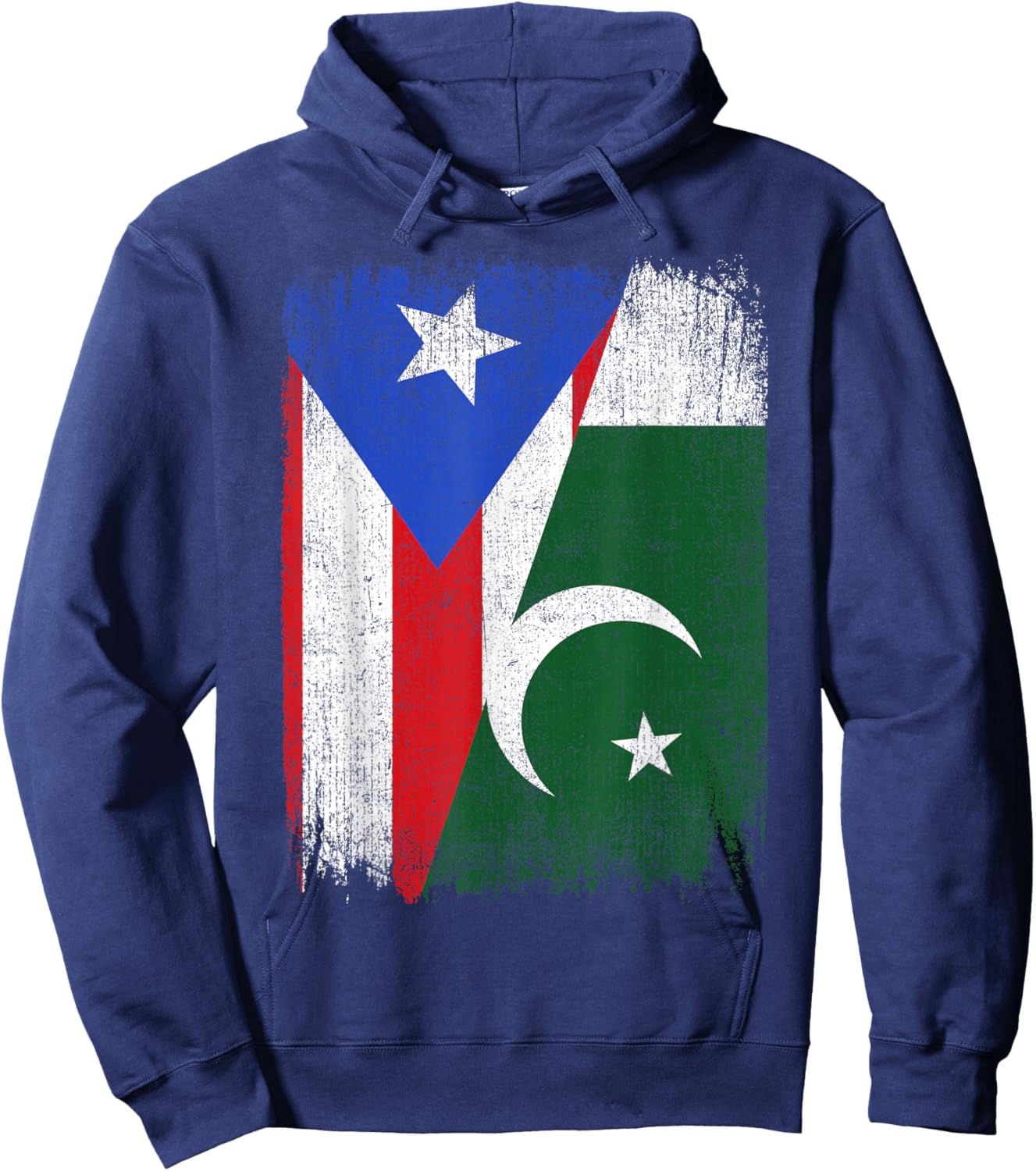 Half Puerto Rico Pakistan Flag Pakistani Pride Roots Hoodie - Hoodie | Navy