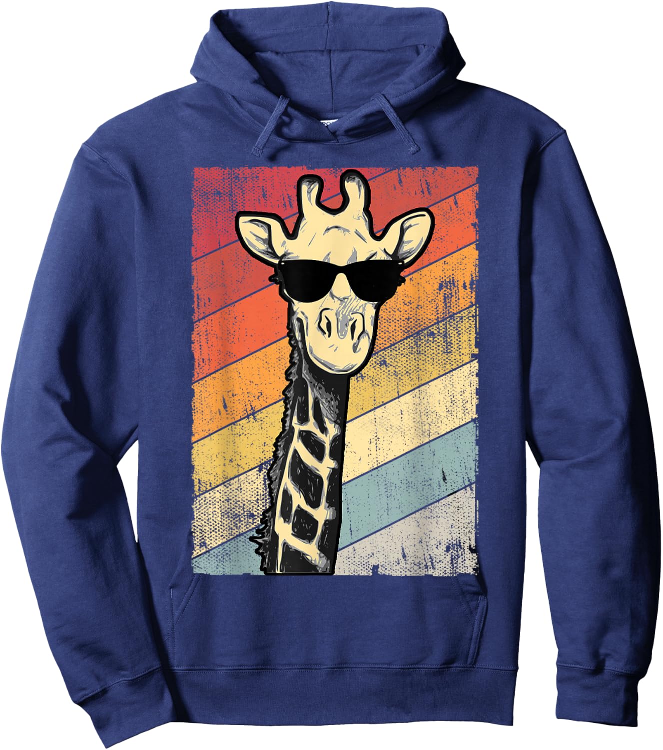Retro Vintage Giraffe Sunglasses Gift Funny Animal Lover Hoodie - Hoodie | Navy
