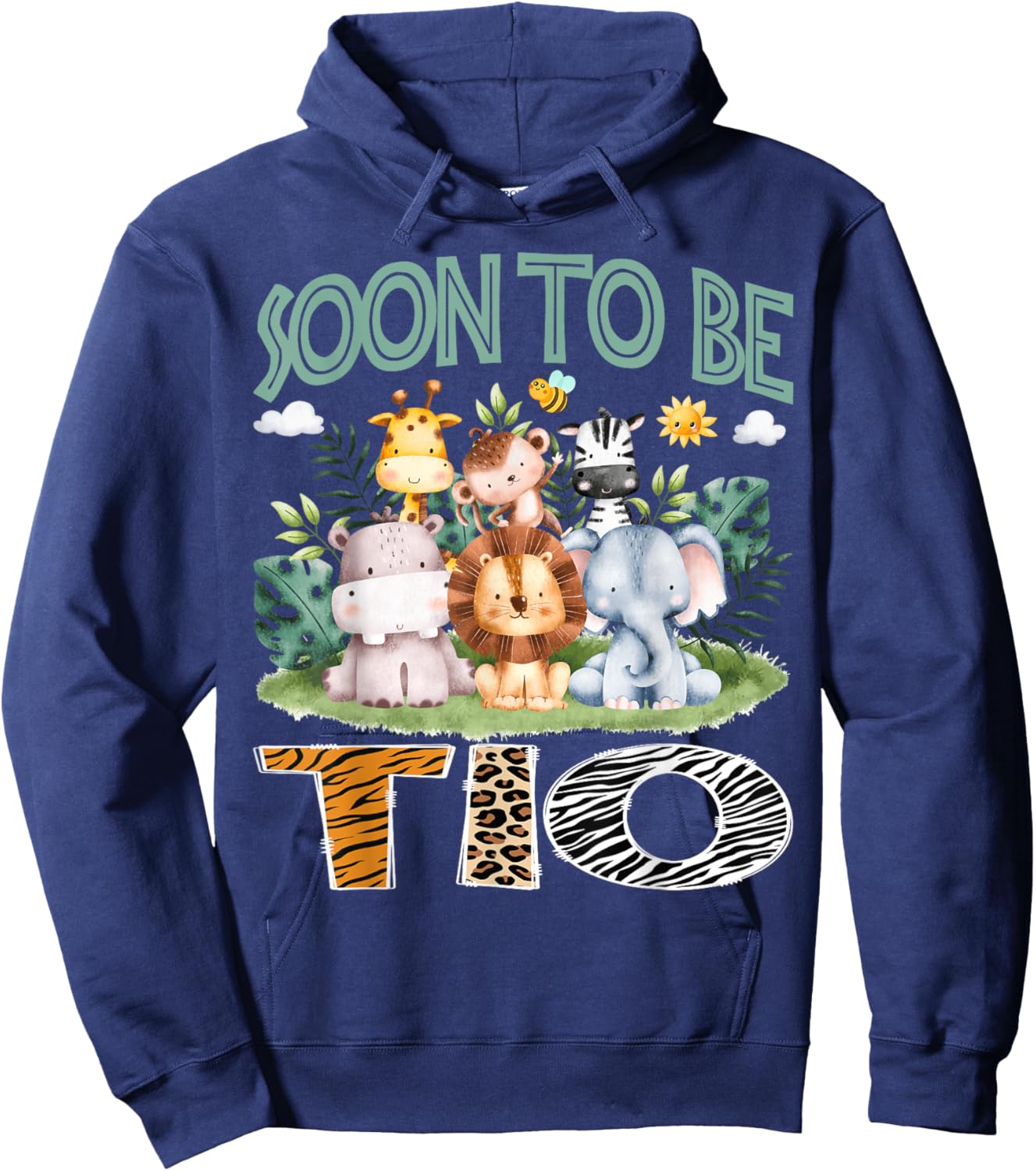 Soon To Be Tio Animal Safari Jungle Gender Reveal Hoodie - Hoodie | Navy