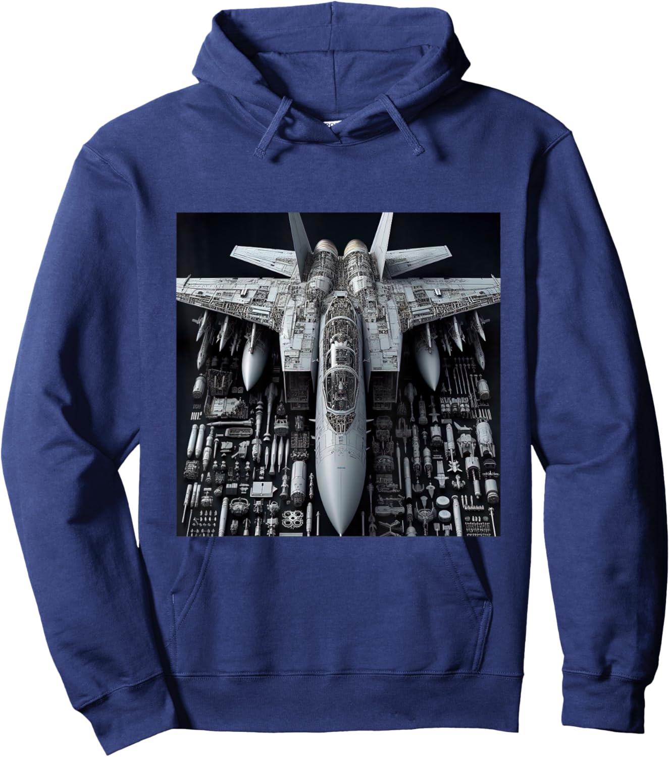 F-14 Tomcat Fighter Jet Assembly Blueprint Military Aviation Hoodie - Hoodie | Navy