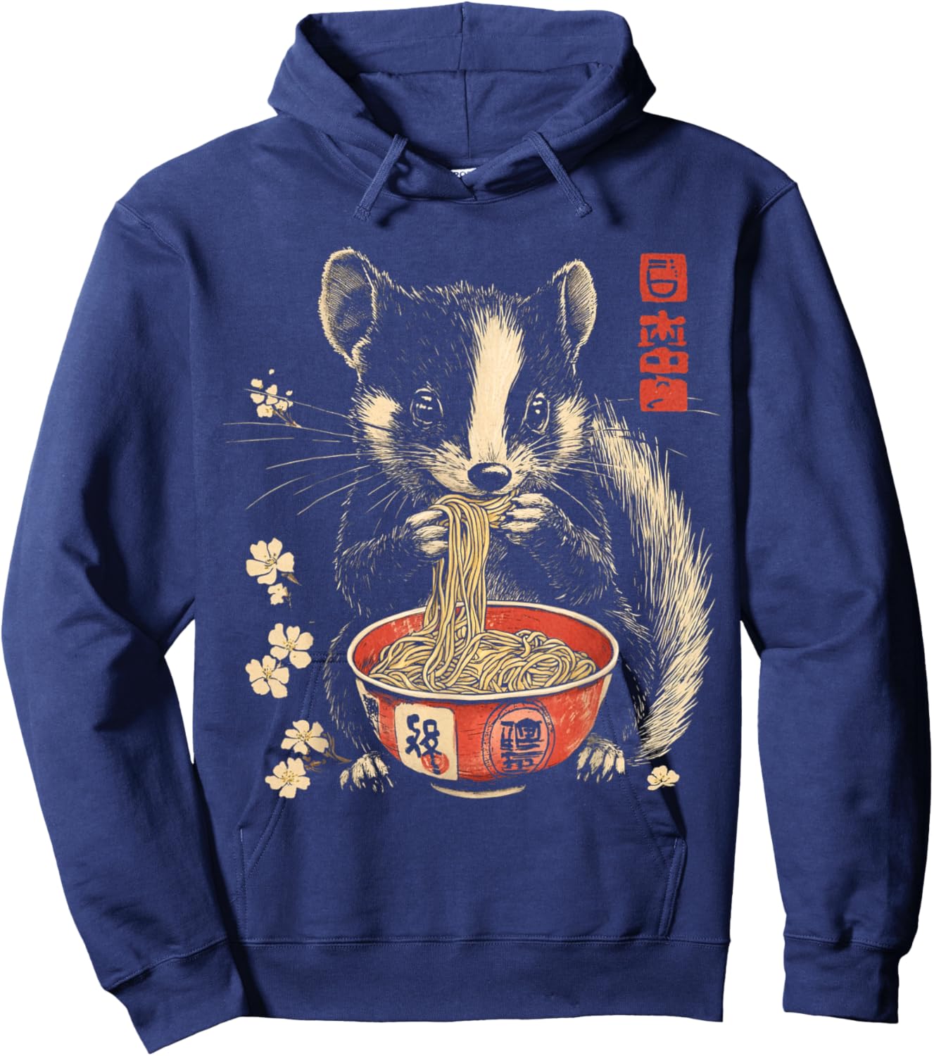 Funny Skunk Animal Eating Ramen Noodles Hoodie - Hoodie | Navy
