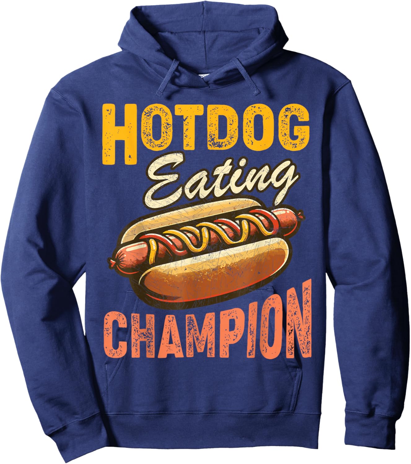 Funny Hotdog Eating Champion Estate Fair Retro Food Contest Hoodie - Hoodie | Navy