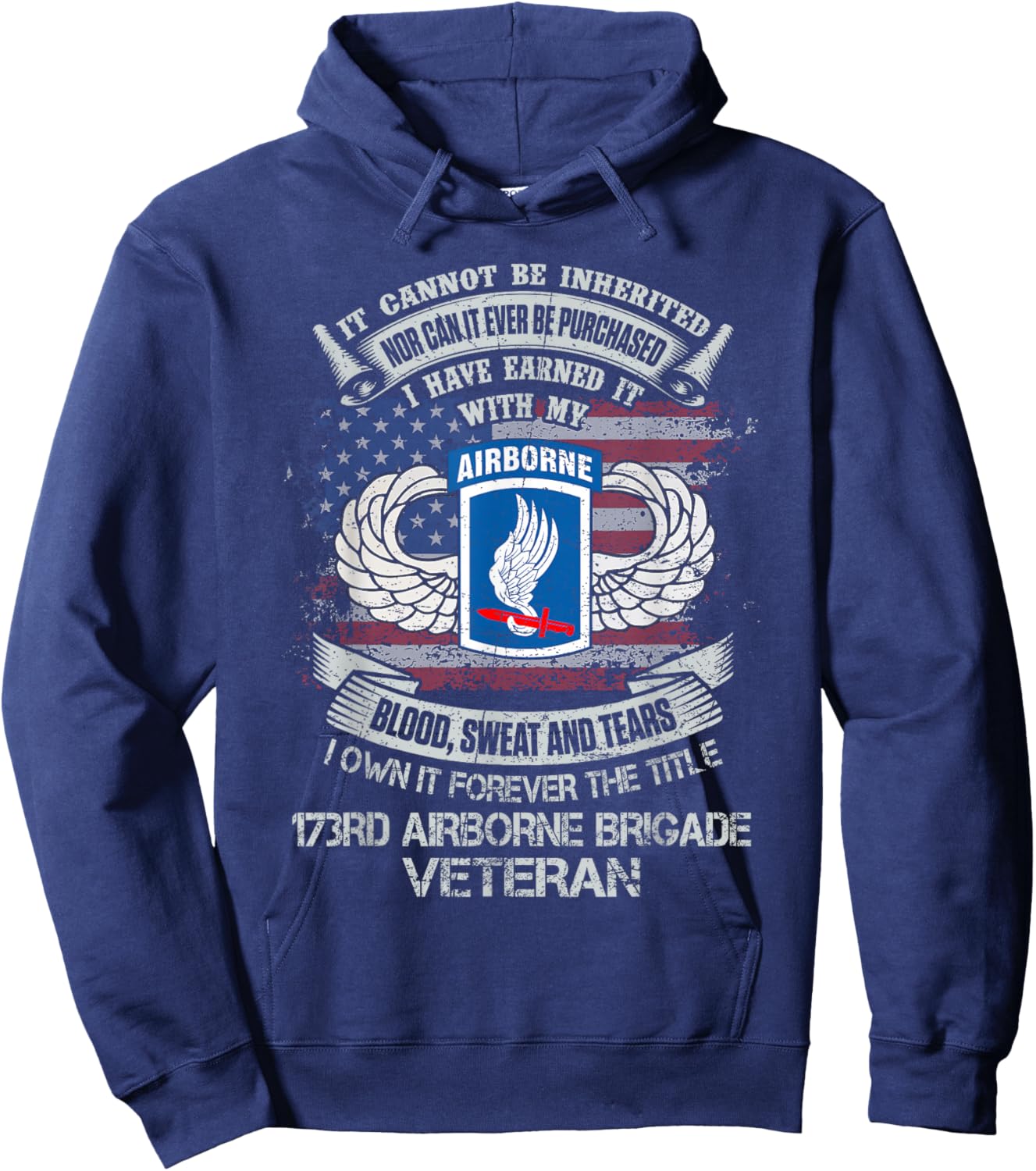 Own Forever The Title 173rd Airborne Brigade Veteran Flag US Hoodie - Hoodie | Navy