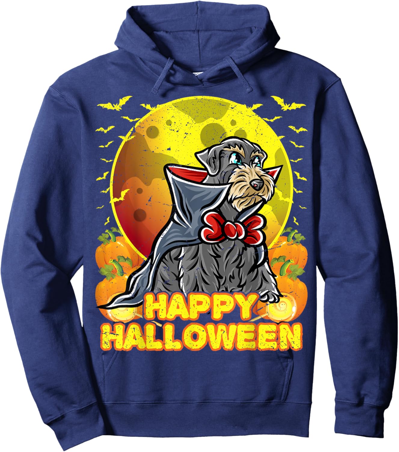 Miniature Schnauzer Happy Halloween Costume Vampire Hoodie - Hoodie | Navy