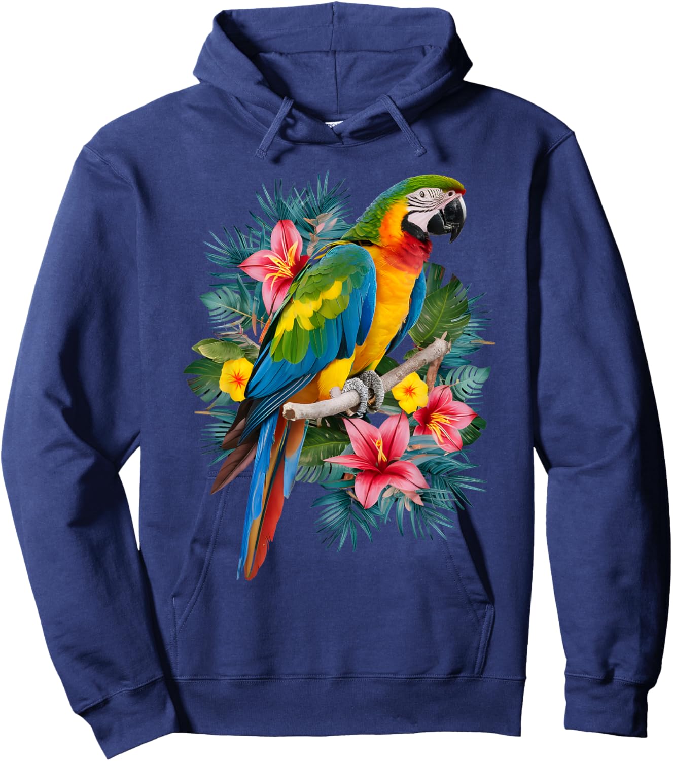 Parrot In Tropical Summer Flower Women Cockatiel Bird Hoodie - Hoodie | Navy