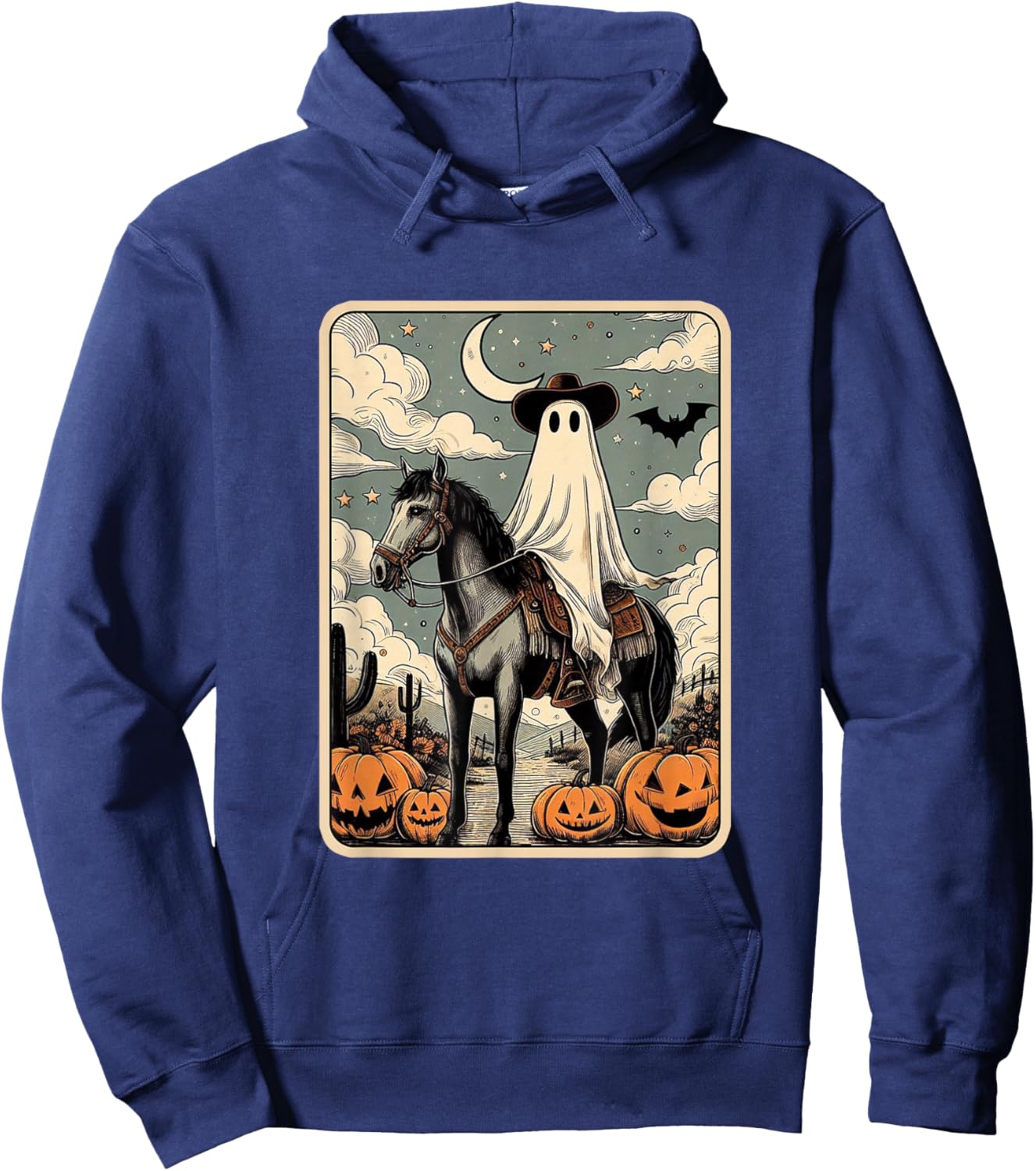Cowboy Ghost Riding Horse Funny Tarot Card Halloween Season Hoodie - Hoodie | Navy