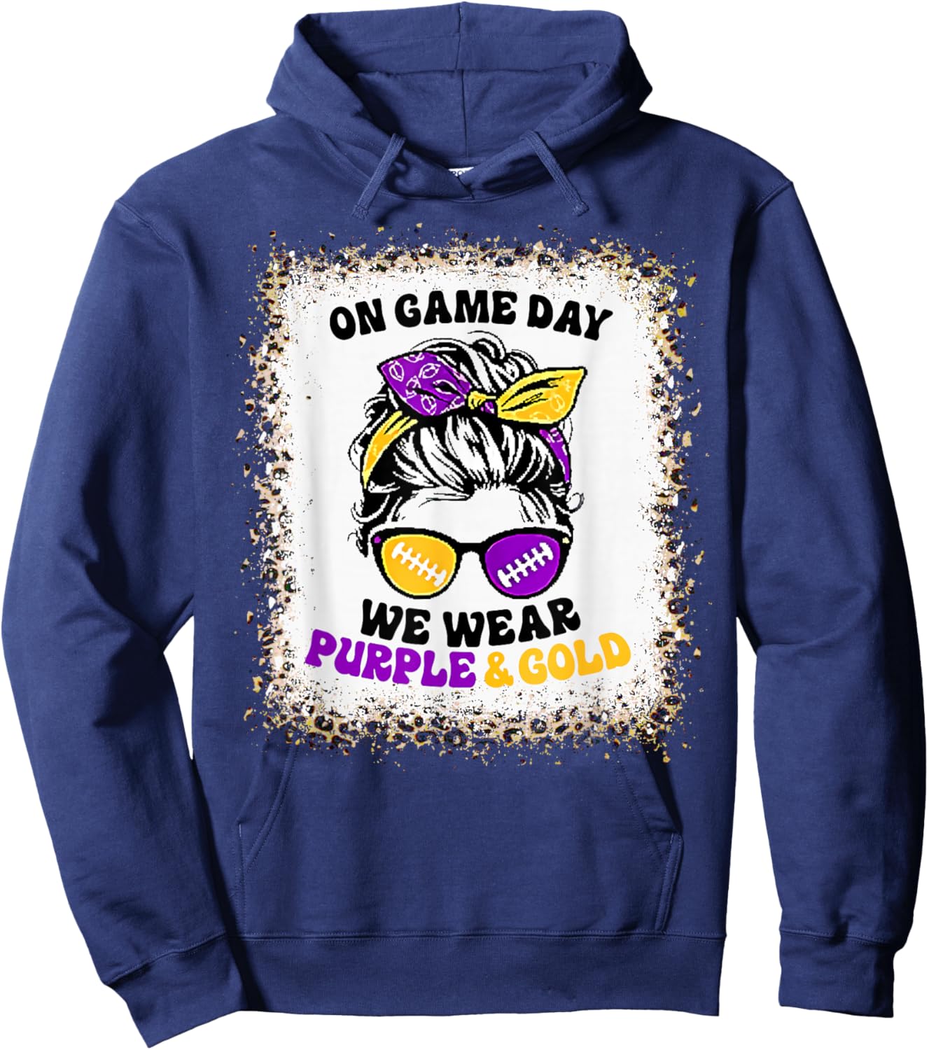 On Gameday Football We Wear Purple and Gold Game Day Hoodie - Hoodie | Navy