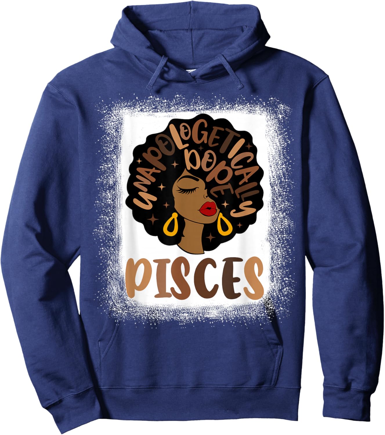 Unapologetically Dope Pisces Bleached Black Woman Hoodie - Hoodie | Navy