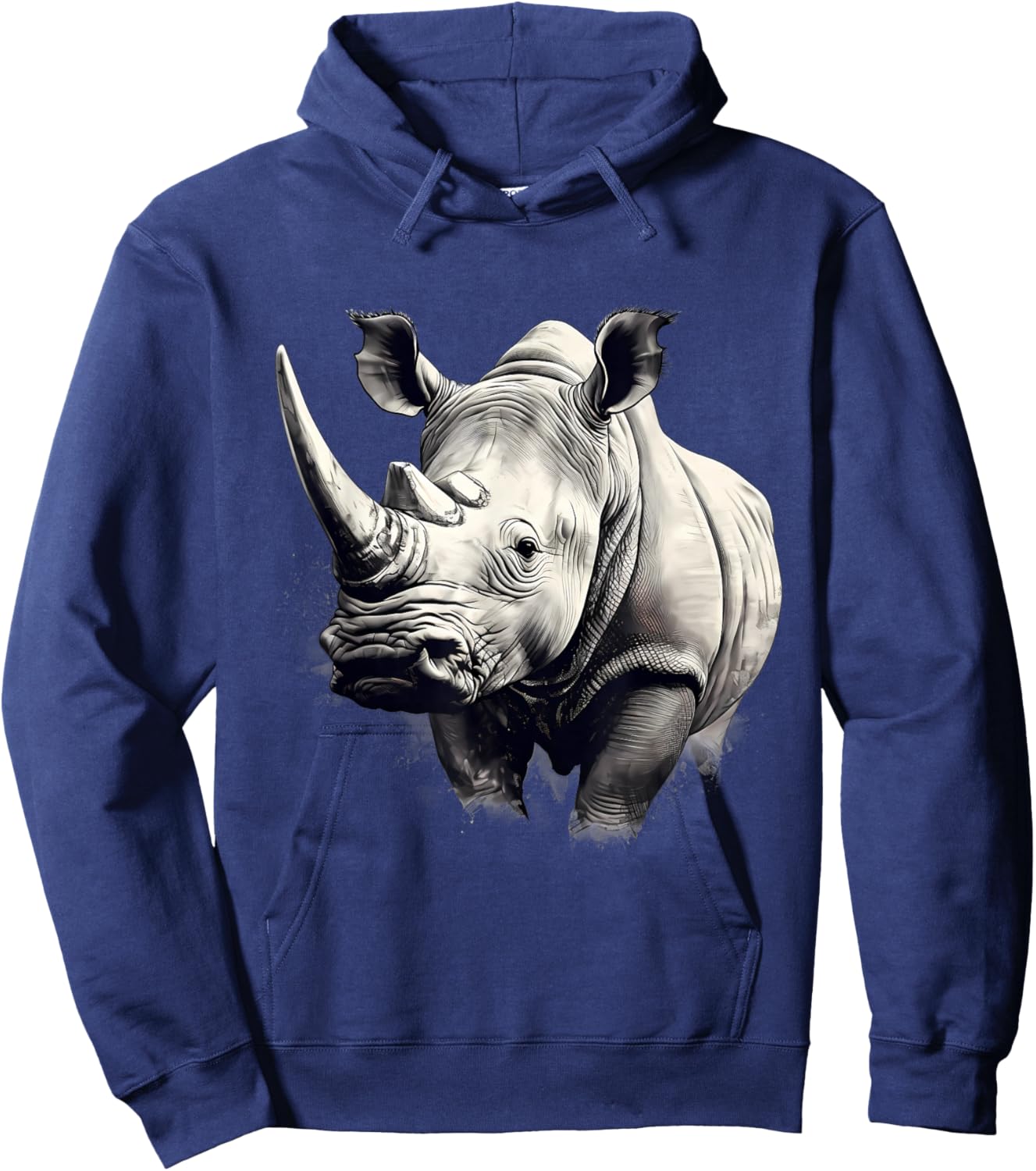 Rhino Safari Rhinoceros Animal Print Drawing Motif Wildlife Hoodie - Hoodie | Navy