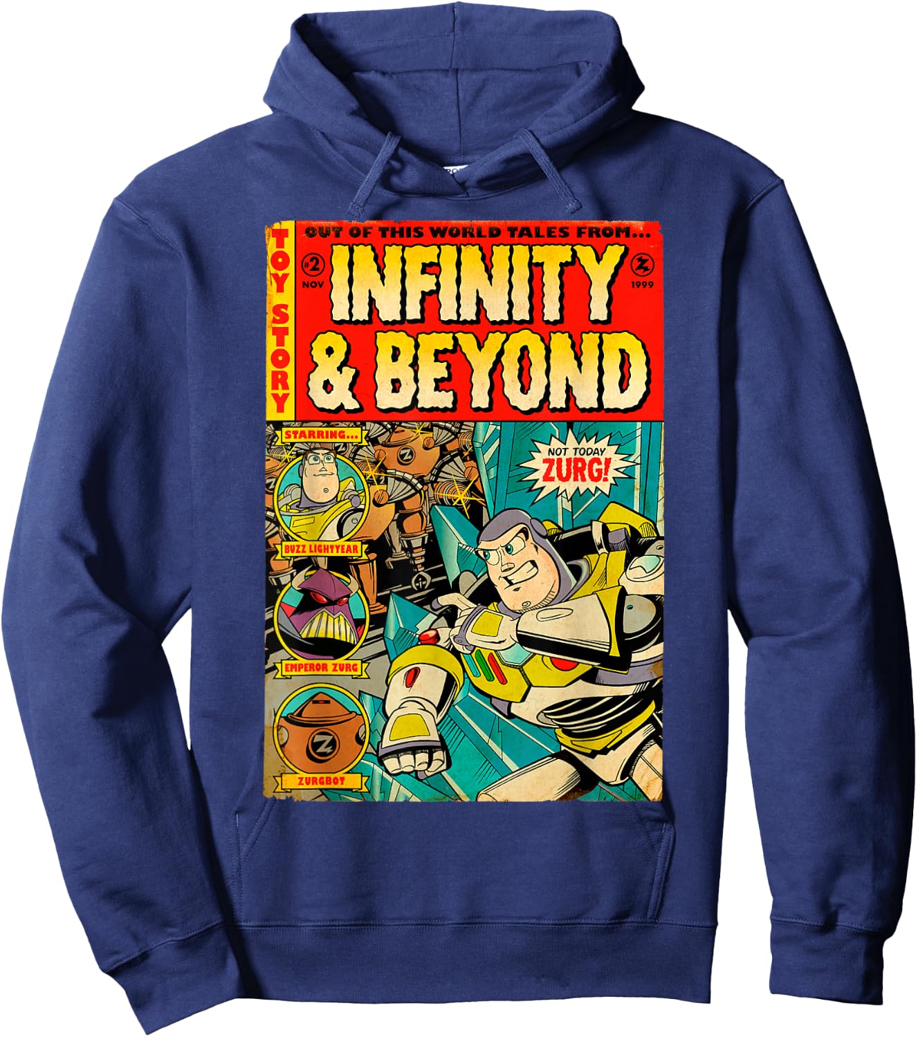 Disney Pixar Toy Story Buzz Lightyear Retro Comic Book Hoodie - Hoodie | Navy