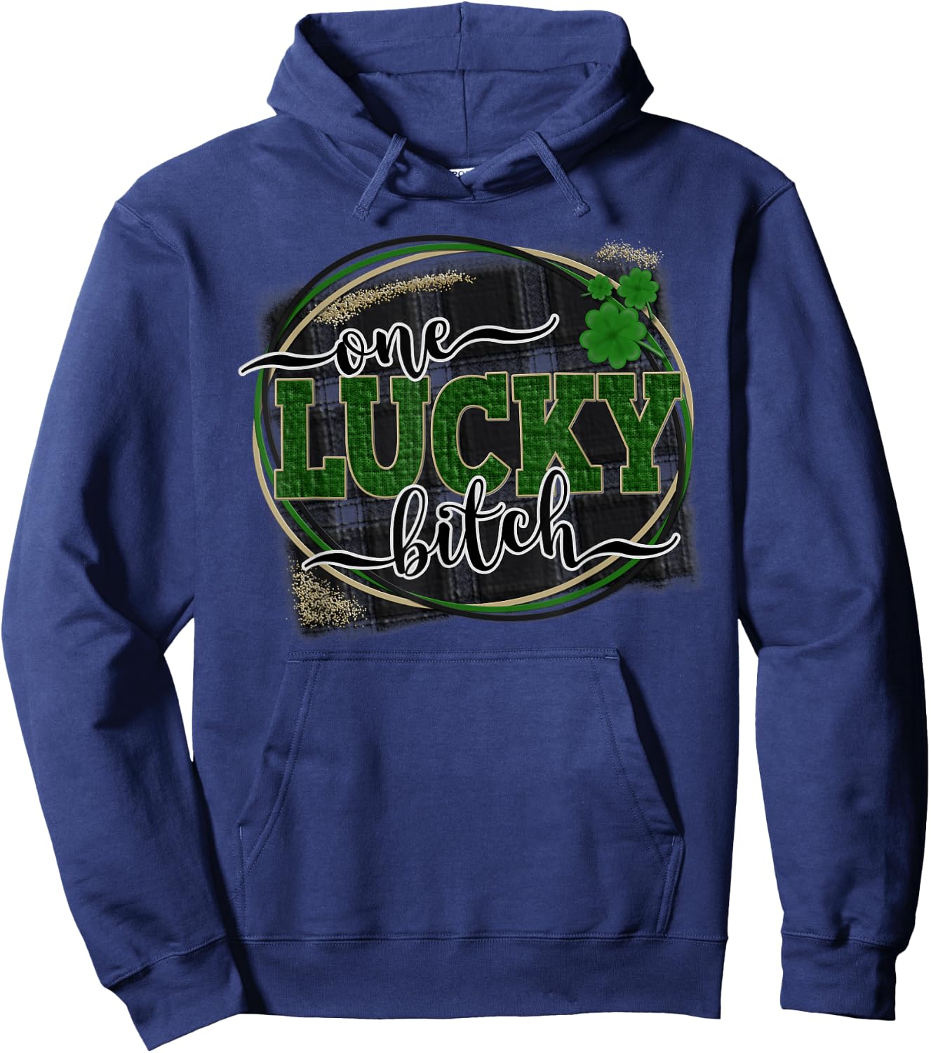 Women's St. Patrick's Day One Lucky Bitch Irish Design Hoodie - Hoodie | Navy