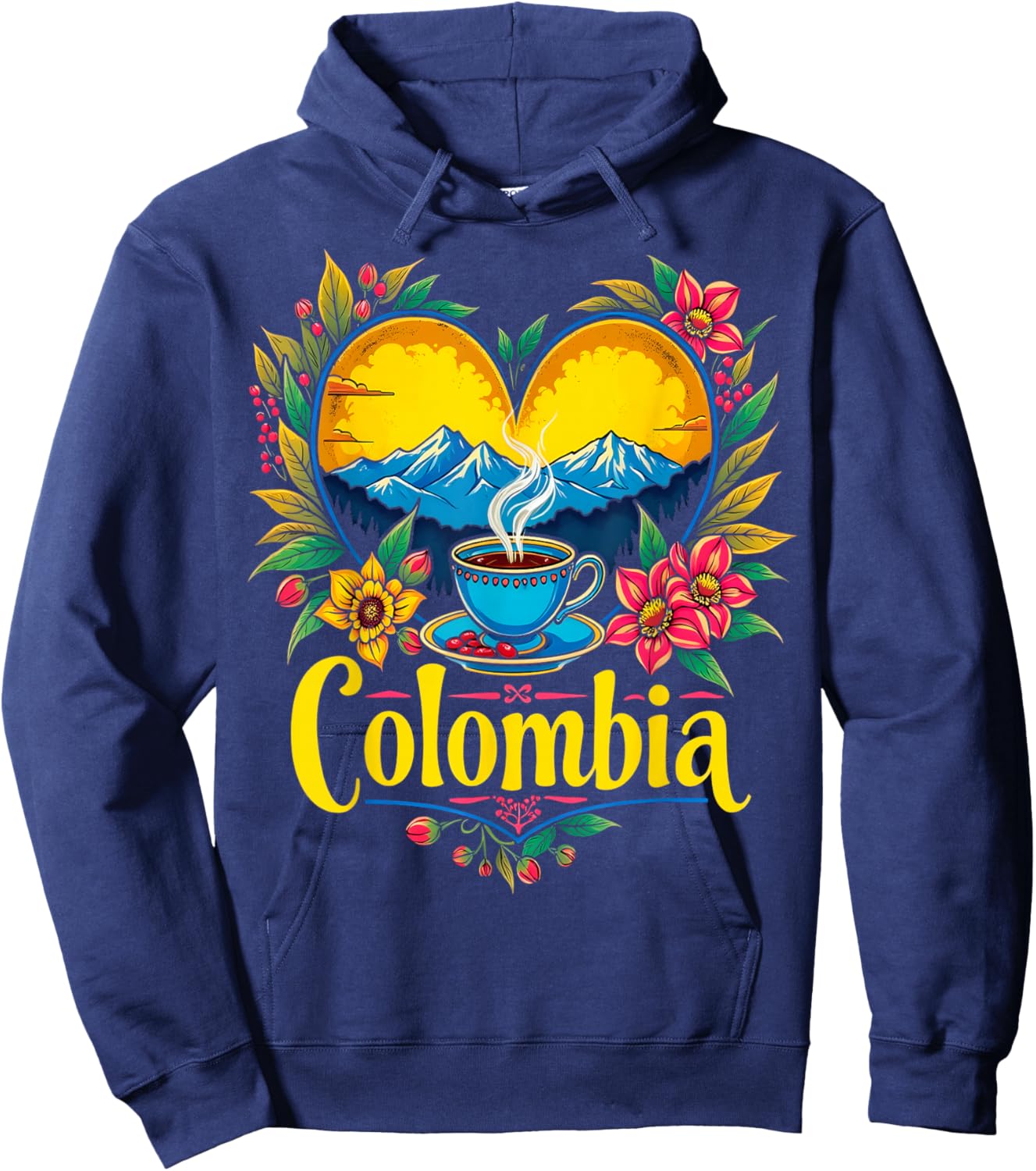 Colombia Coffee Mountains Heart Hoodie - Hoodie | Navy