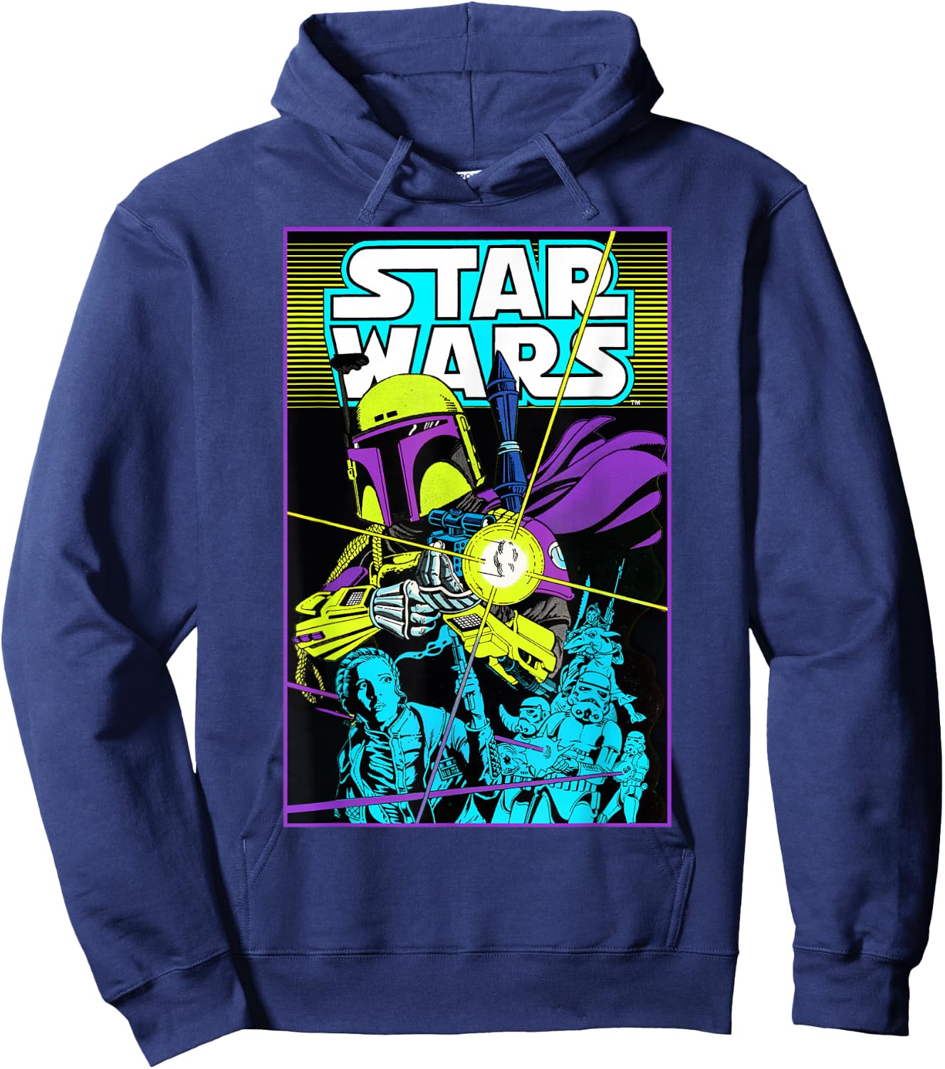 Star Wars Boba Fett Neon Blaster Poster Hoodie - Hoodie | Navy