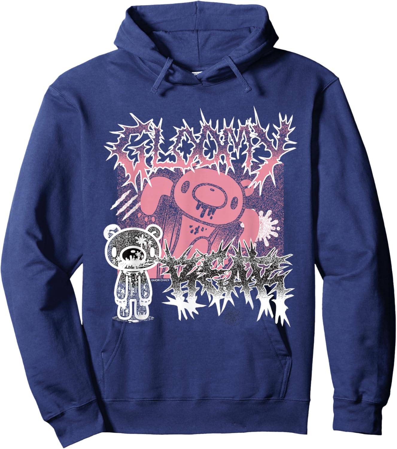 Gloomy Bear The Naughty Grizzly Metal Band Text Anime Manga Hoodie - Hoodie | Navy