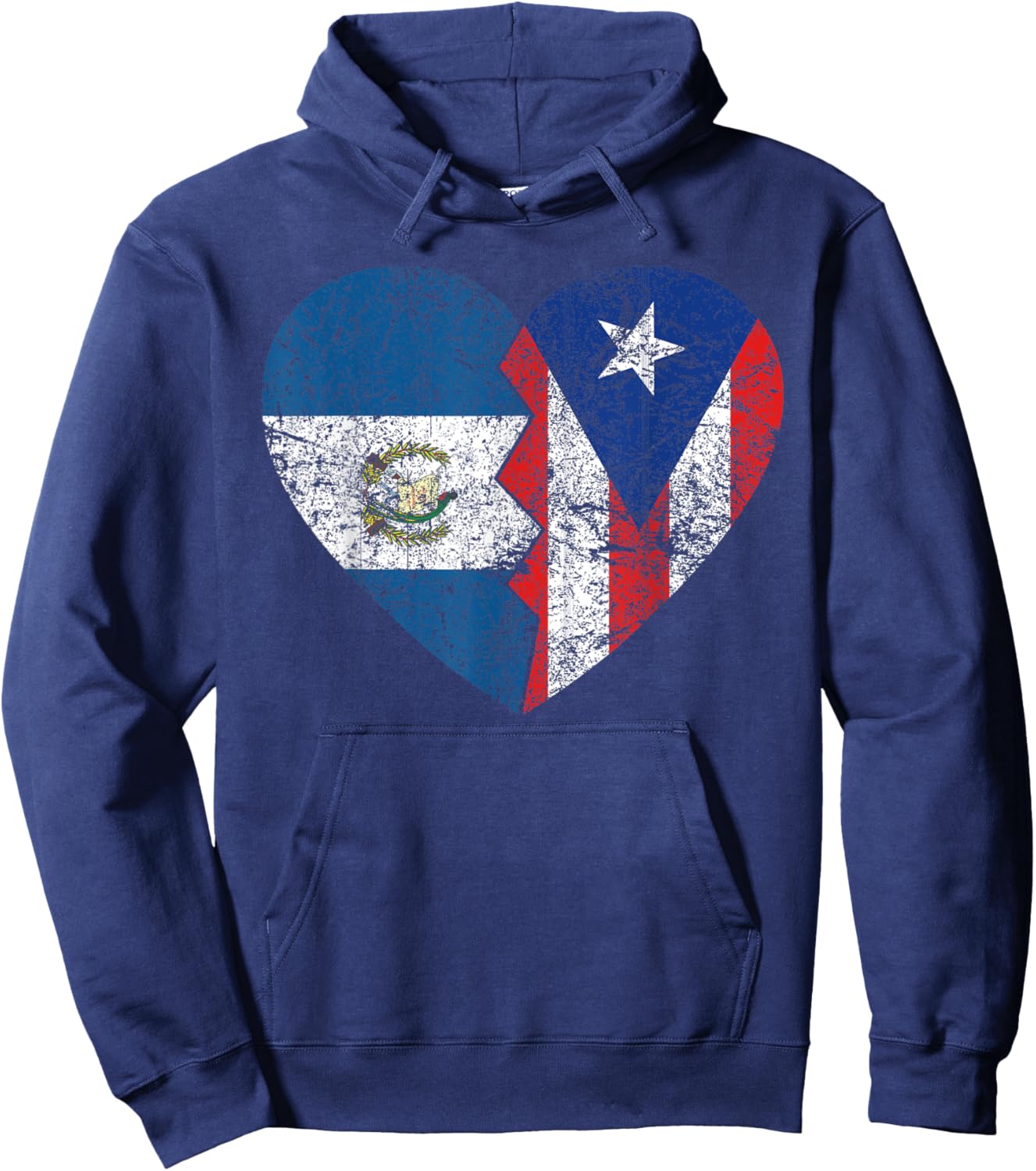 Puerto Rican Guatemalan Flags Heart | Guatemala Puerto Rico Hoodie - Hoodie | Navy