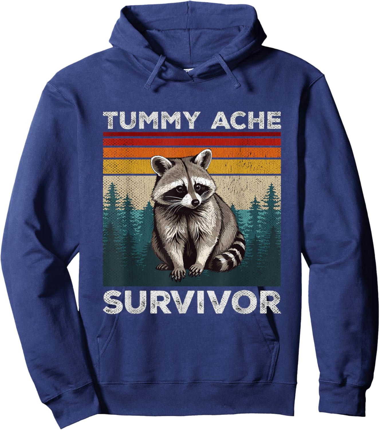 Tummy Ache Survivor Raccoon Sarcastic Pun IBS Upset Stomach Hoodie - Hoodie | Navy
