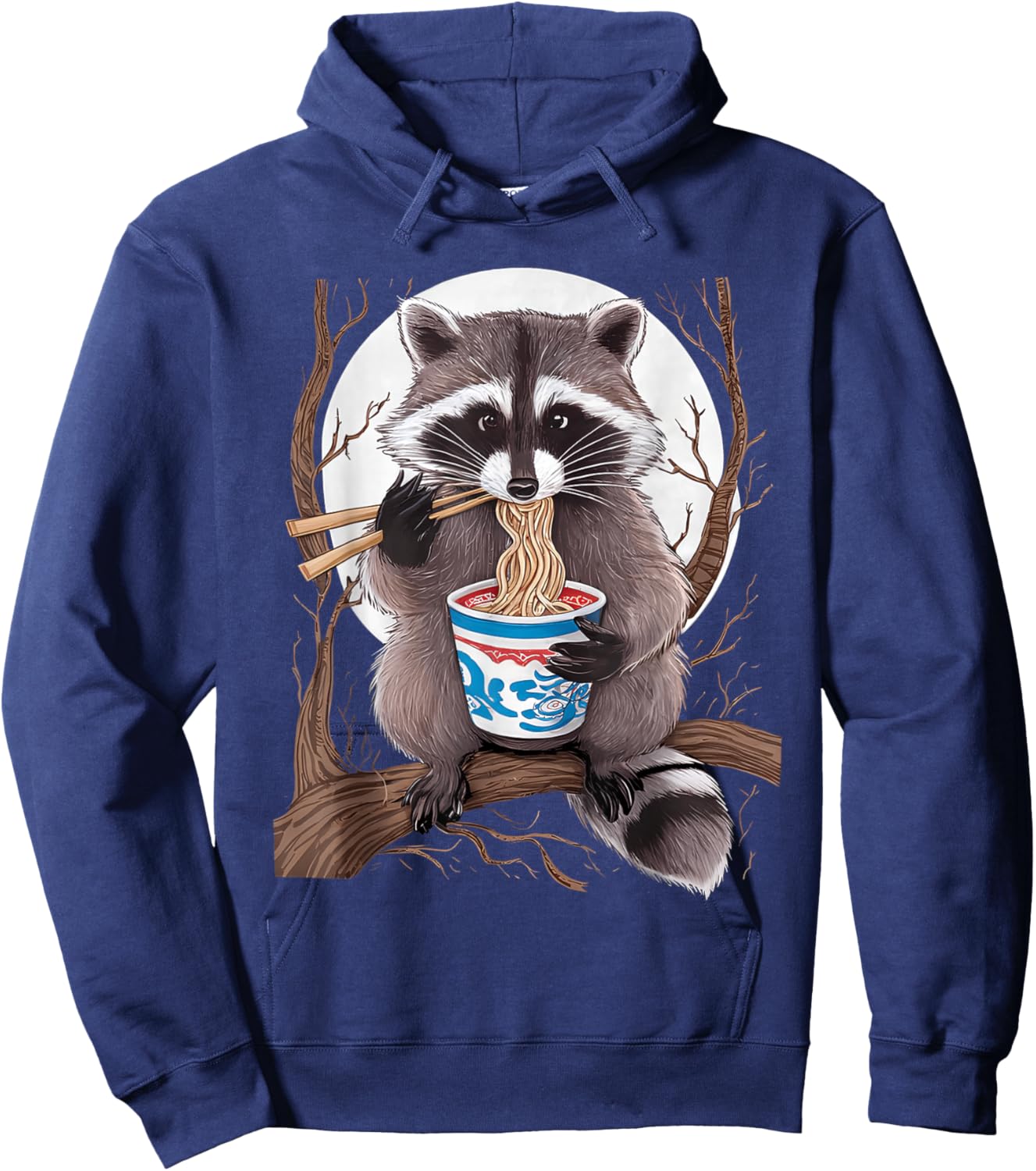 Raccoon Eating Instant Noodle Cup Funny Women Men Kids Hoodie - Hoodie | Navy