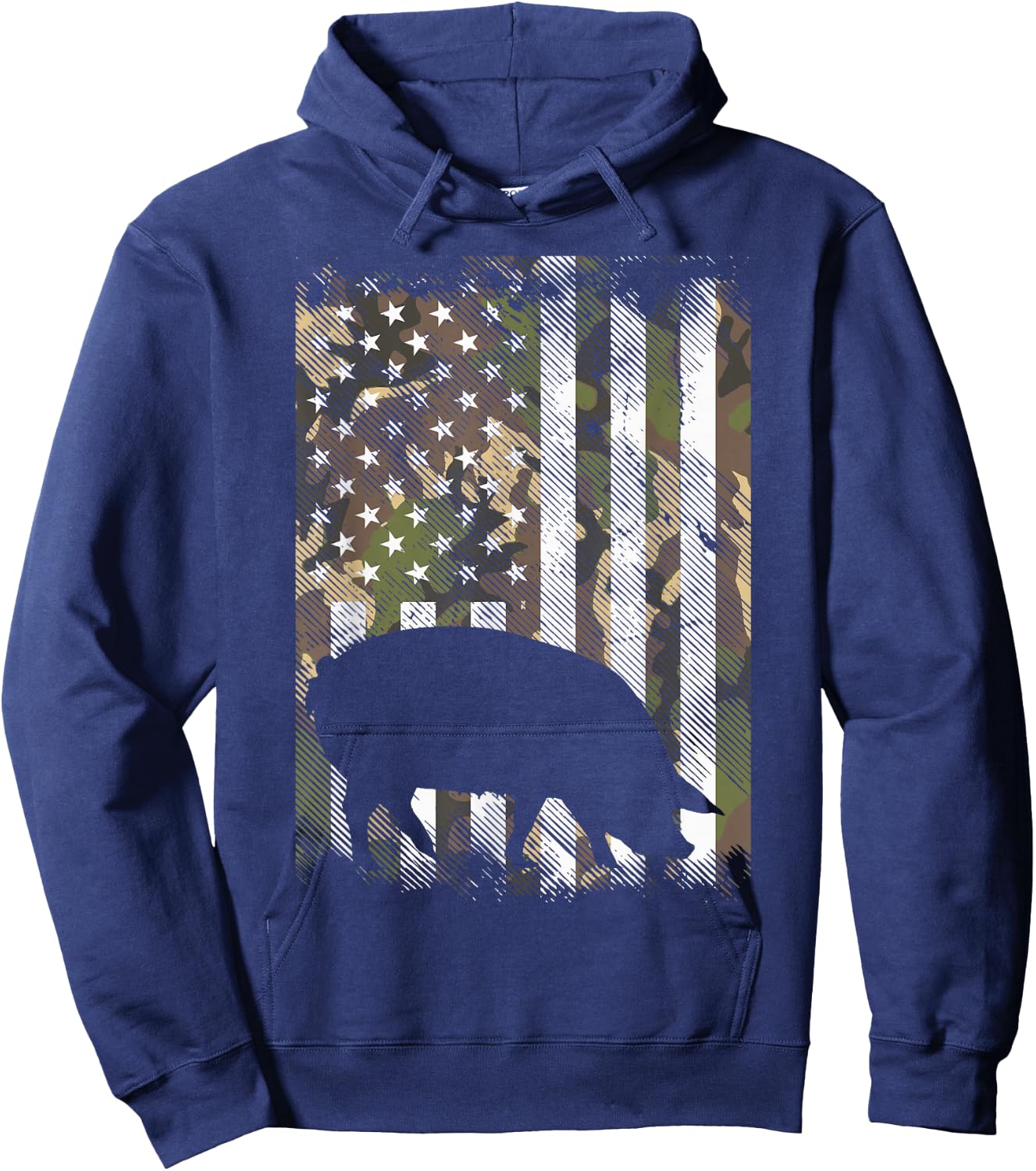 Camo US Flag Pig Vintage Farm Animal Patriotic Farmer Gift Hoodie - Hoodie | Navy