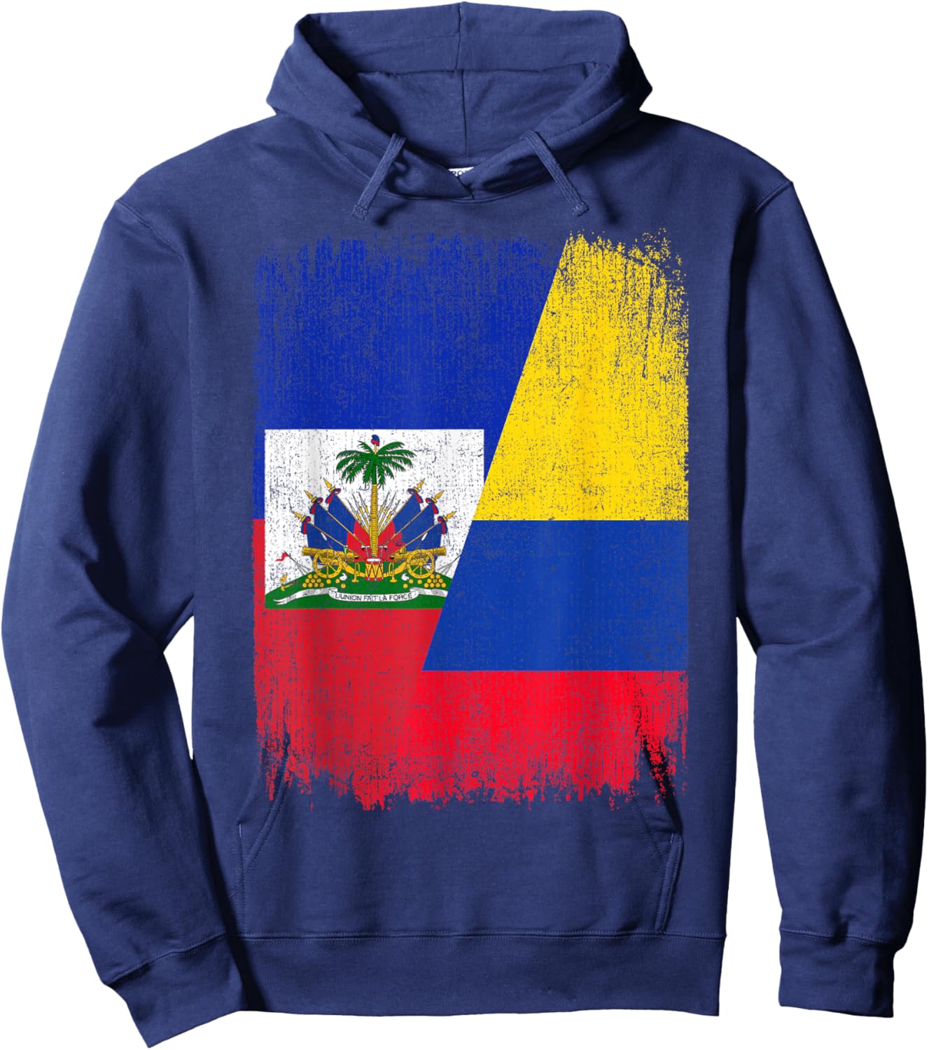 Half Haiti Colombia Flag Haitian Colombian Pride Roots Hoodie - Hoodie | Navy