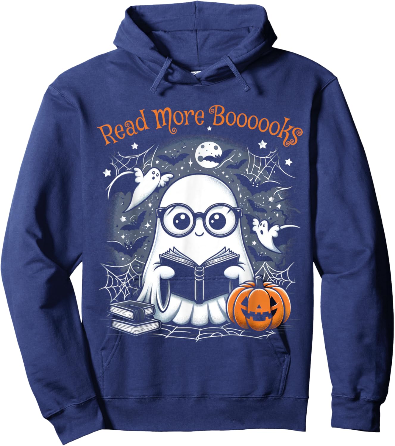 Read More Books Ghosts Cute Women Halloween Teachers Hoodie - Hoodie | Navy