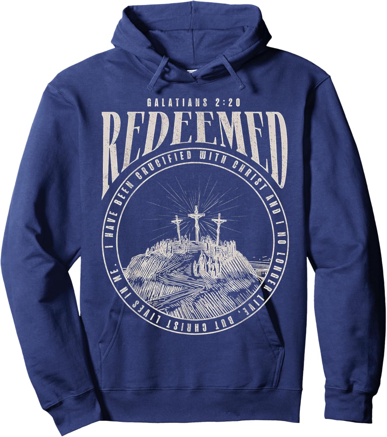 Redeemed I Have Been Crucified With Christ & No Longer Live Hoodie - Hoodie | Navy