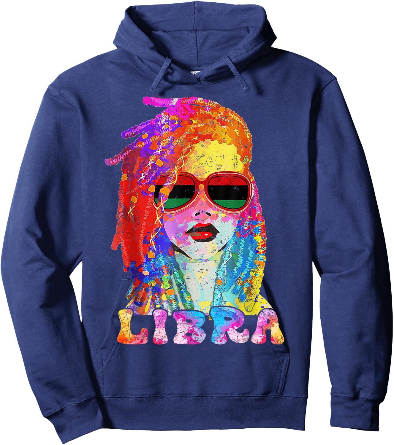 Libra Girl Loc'd Hair Art Zodiac Birthday Black Woman Hoodie - Hoodie | Navy