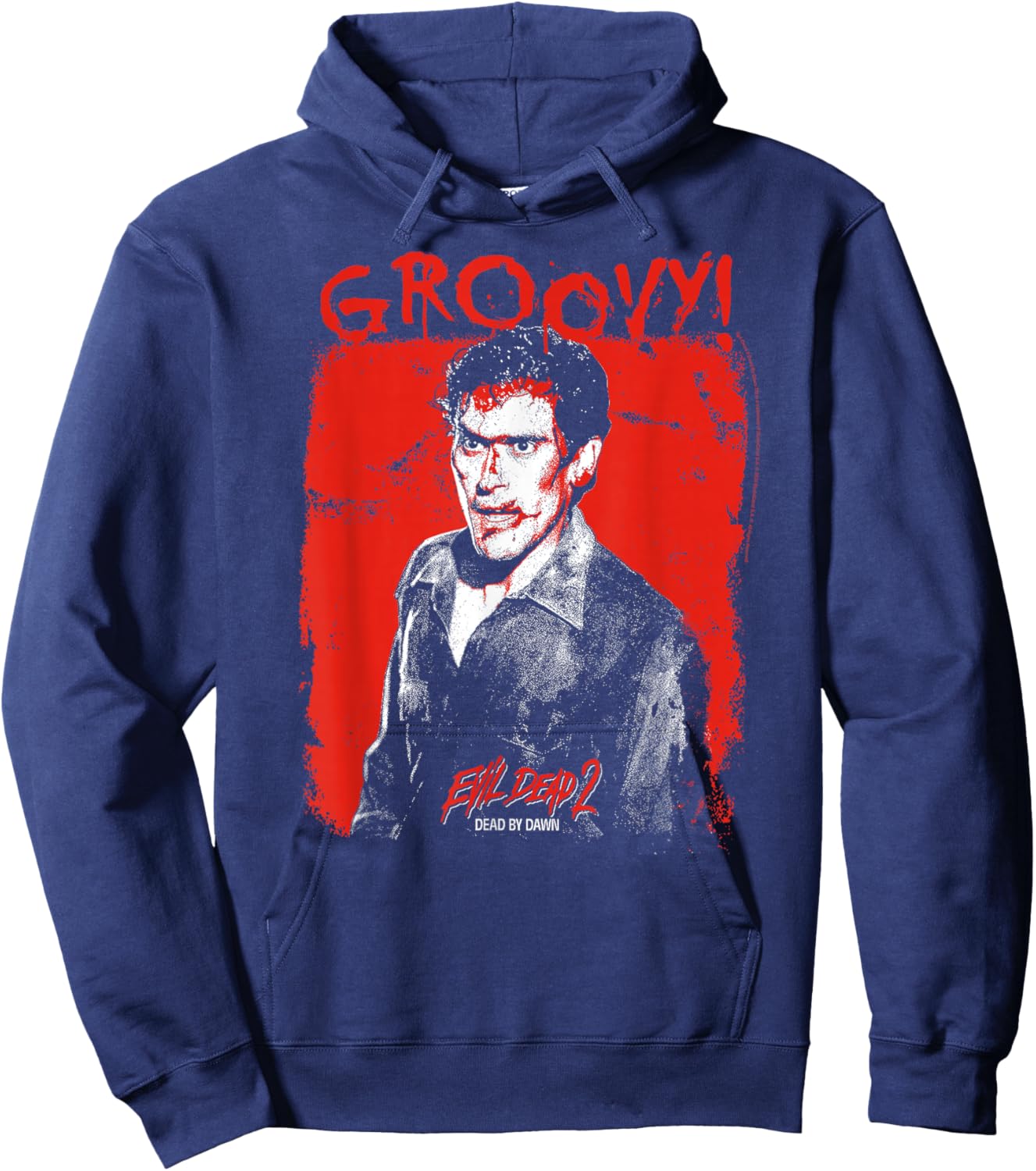 Ripple Junction x Evil Dead 2 Ash Williams Bloody Groovy , Black, S Hoodie - Hoodie | Navy