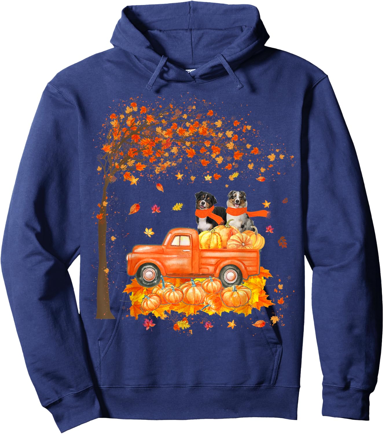 Australian Shepherd Riding On Truck Thanksgiving Dog Lover Hoodie - Hoodie | Navy