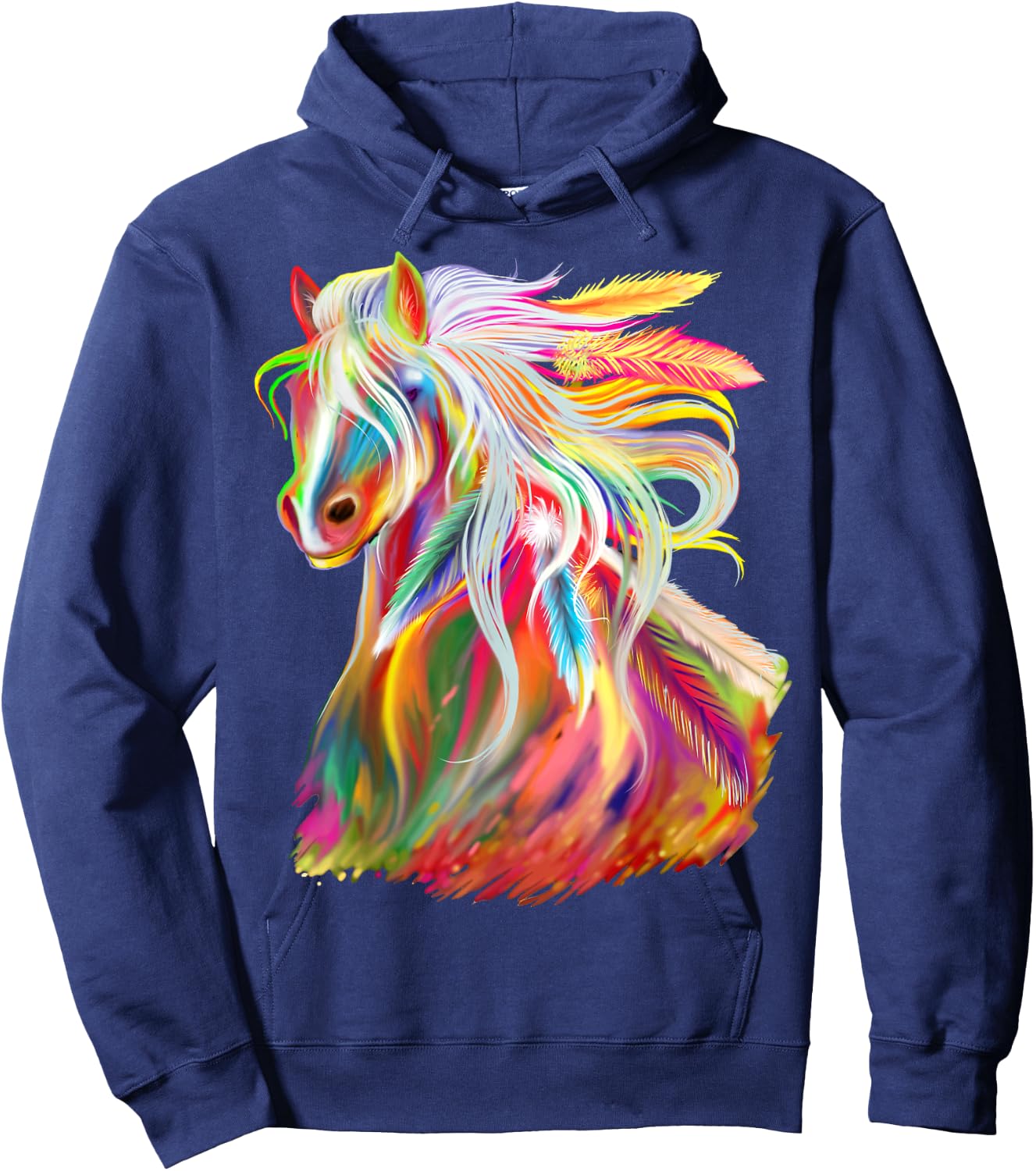 Love Horses Apparel For Girls Women Horse Head Watercolor Equestrian Hoodie - Hoodie | Navy