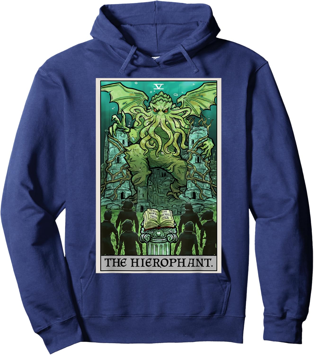 The Hierophant Tarot Card Cthulhu Classic Horror Halloween Hoodie - Hoodie | Navy