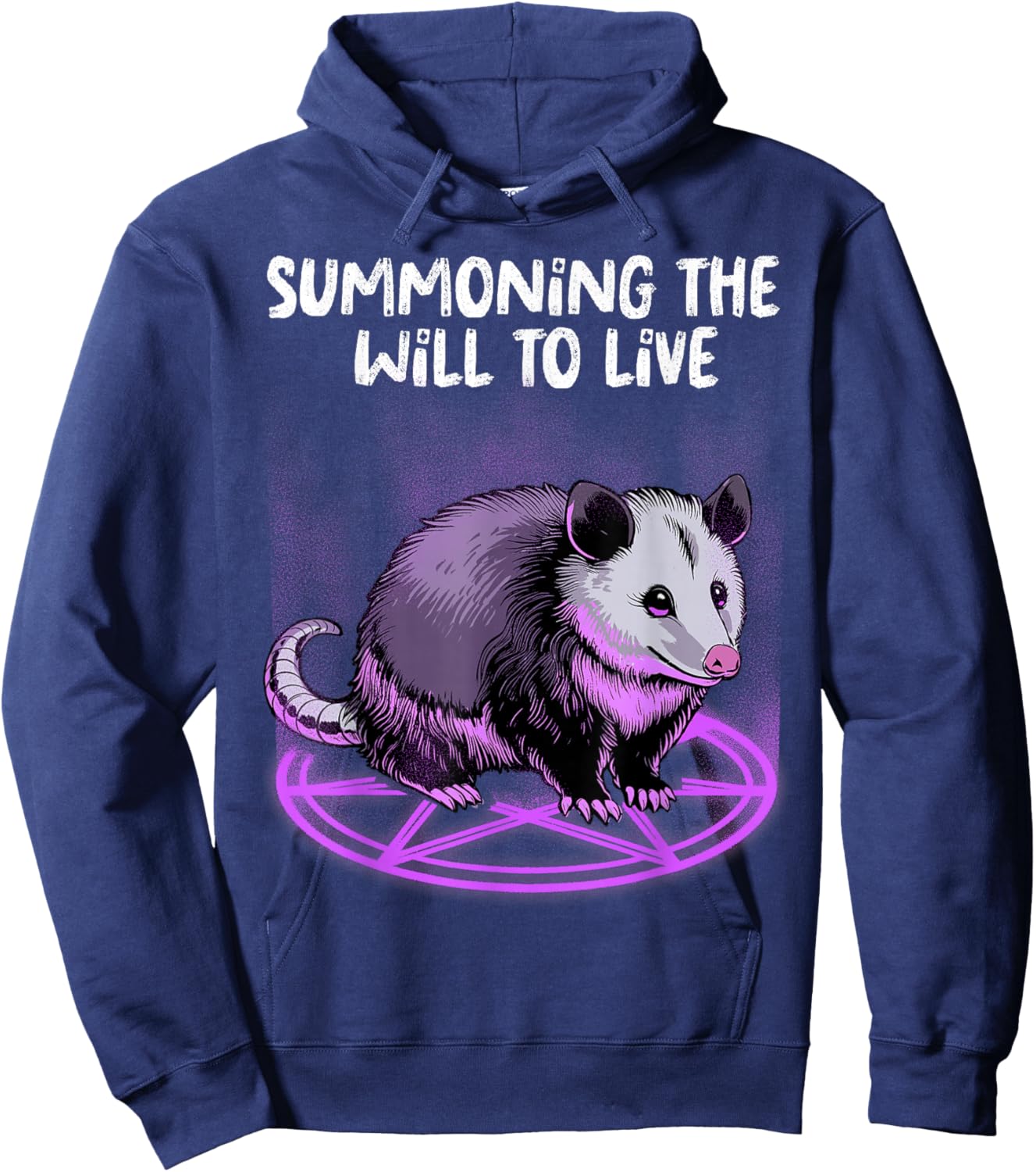 Opossum Shirt Summoning Demons Satanic Possum Pentagram Hoodie - Hoodie | Navy