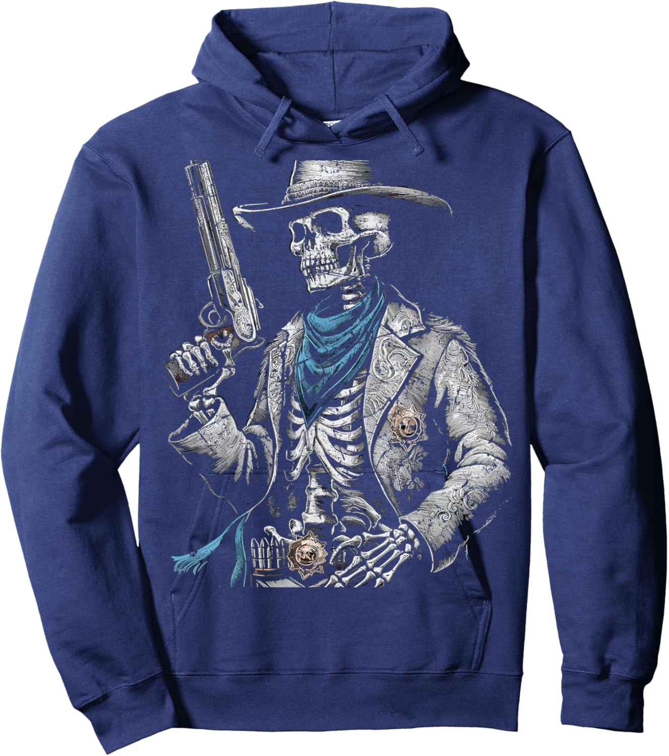 Outlaw Wild West Skeleton Cowboy Gunslinger Hoodie - Hoodie | Navy