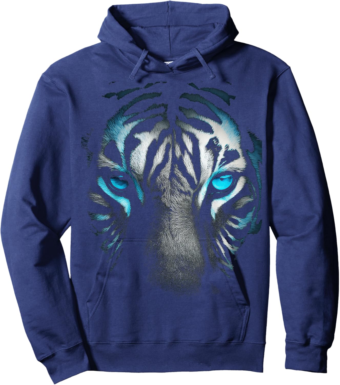 Tiger Blue Eyes Animal Portrait Art Graphic Tiger Hoodie - Hoodie | Navy