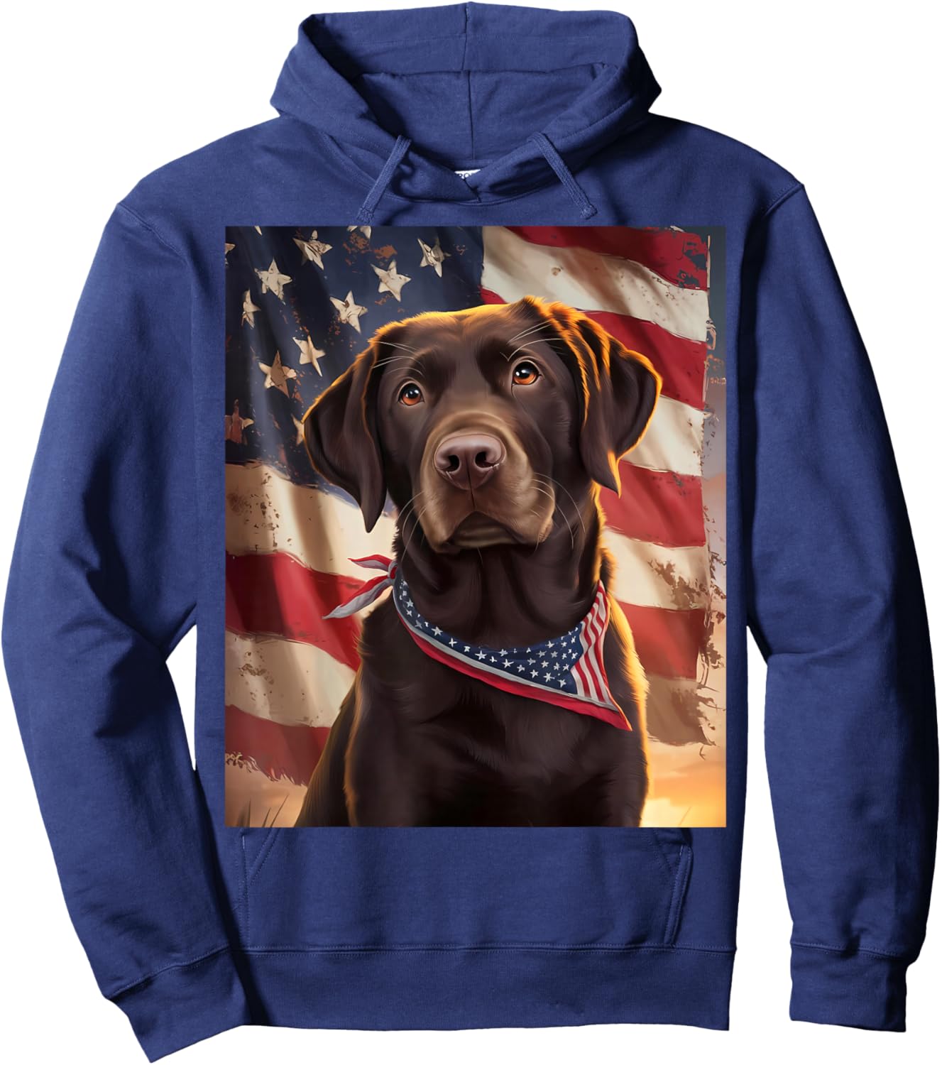 American Flag 4th of July Dog American Chocolate Labrador Hoodie - Hoodie | Navy