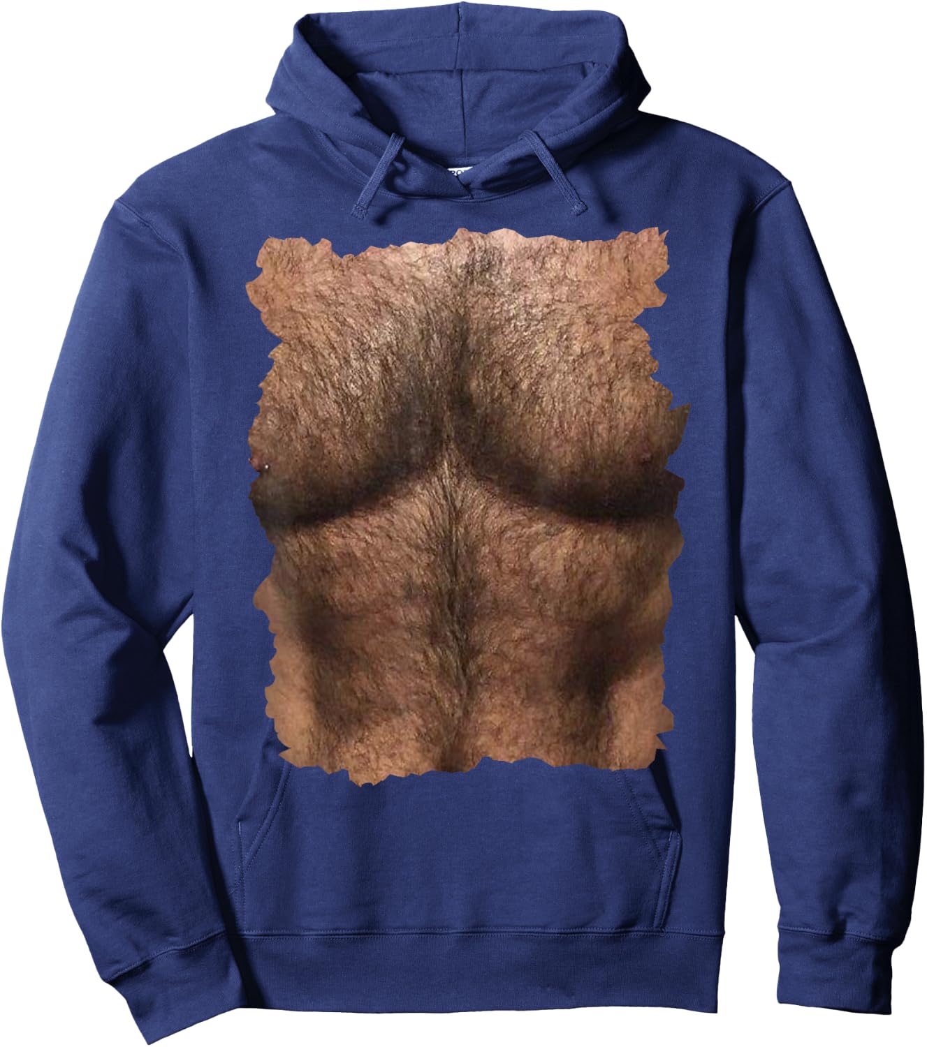 Hairy Chest with Man's Six Pack Funny Hoodie - Hoodie | Navy