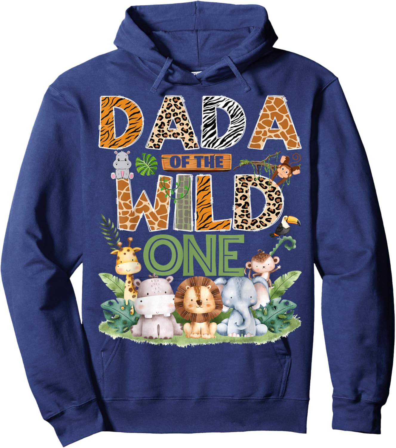 Dada of The Wild One Safari Jungle 1st Birthday Boy Hoodie - Hoodie | Navy