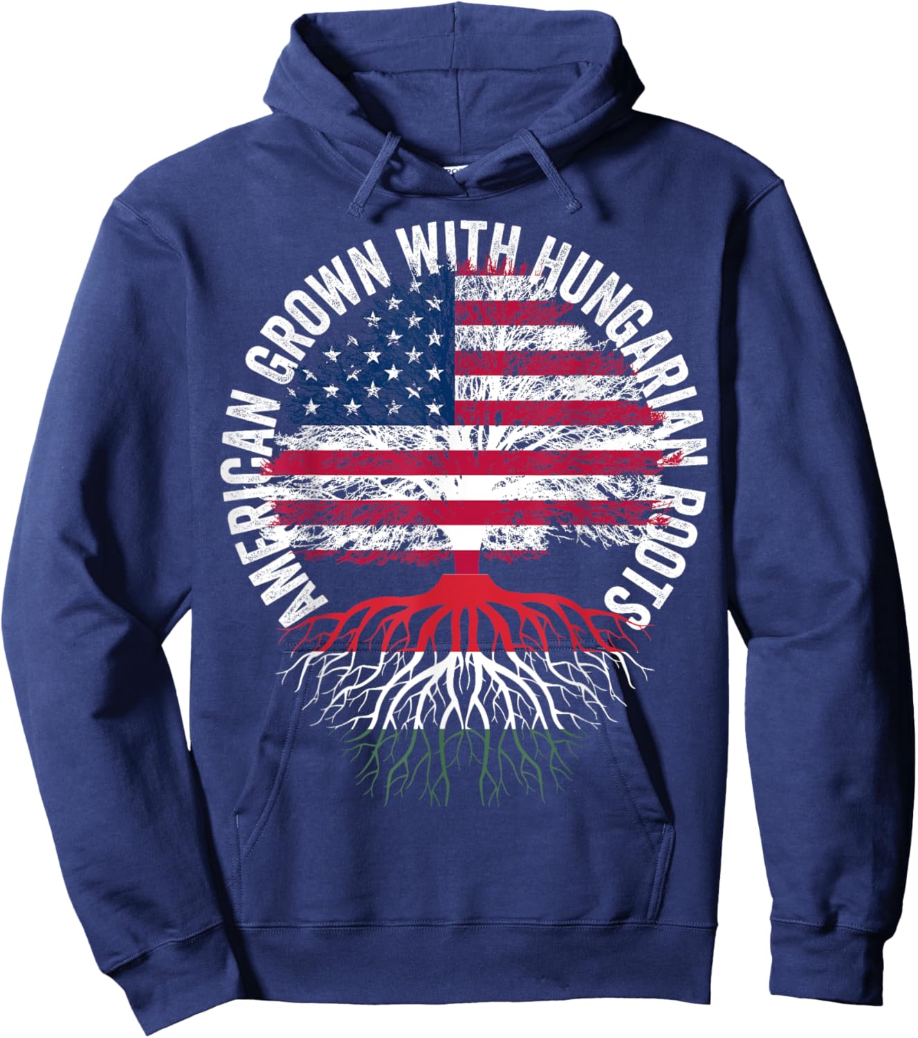 American Grown Hungarian Roots,Family heritage USA Hungary Hoodie - Hoodie | Navy